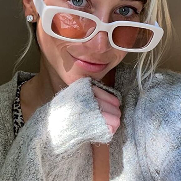 Beige Rectangle Sunglasses   - Picture 3 of 4